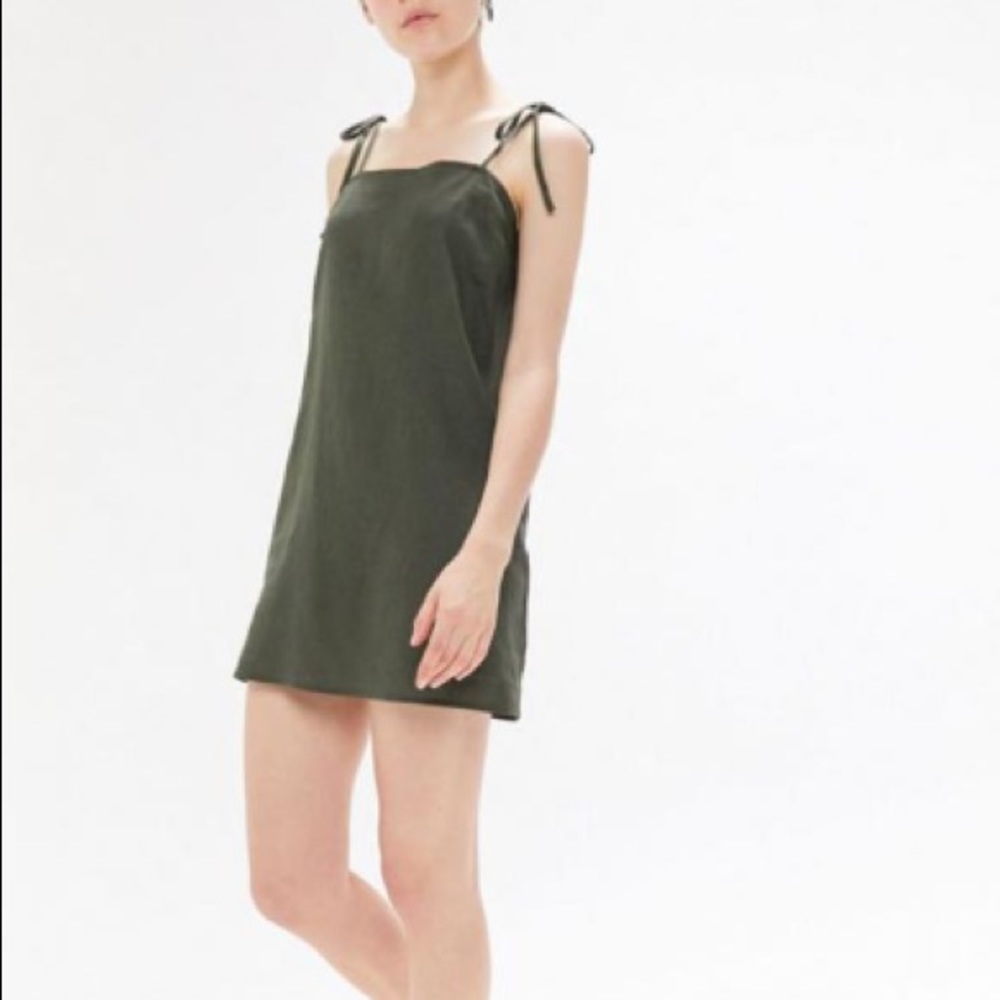 Urban renewal army green linen dress